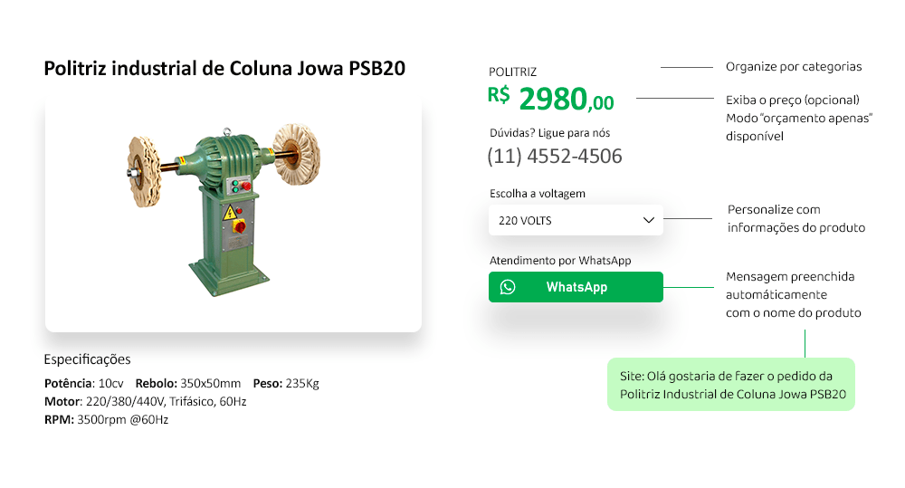 Imagem com detalhes do catálogo digital de equipamentos